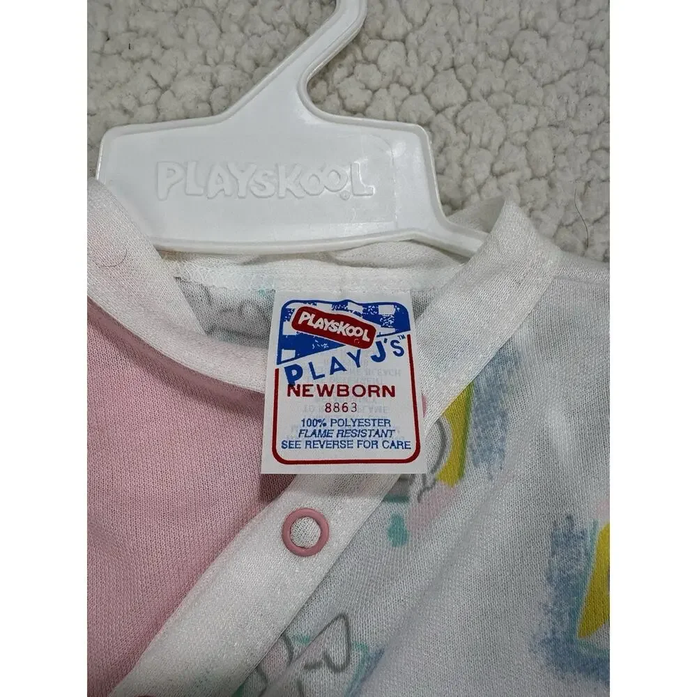 Vtg NOS NWT Playskool Baby PlayJ’s One Piece Pajamas Newborn 90s‎ Bunny Rabbit